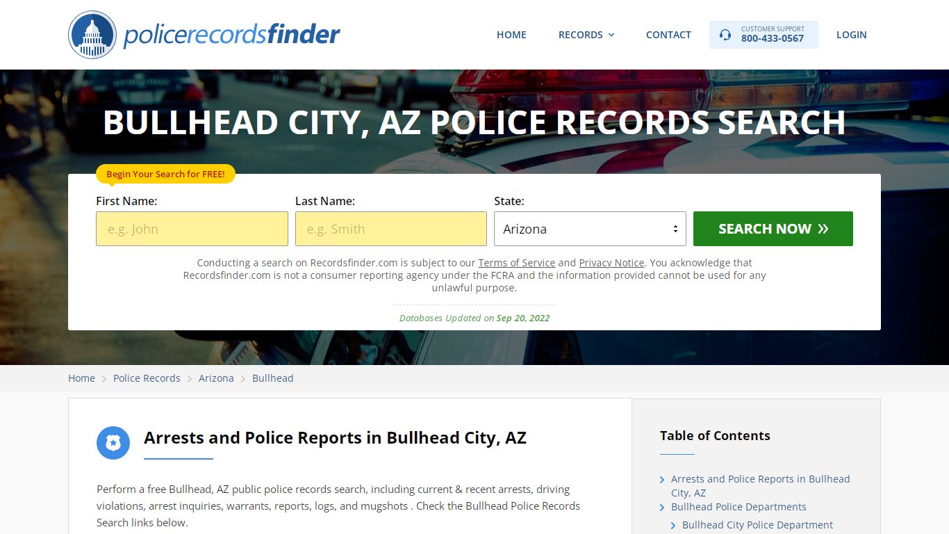 BULLHEAD CITY, AZ POLICE RECORDS SEARCH - RecordsFinder